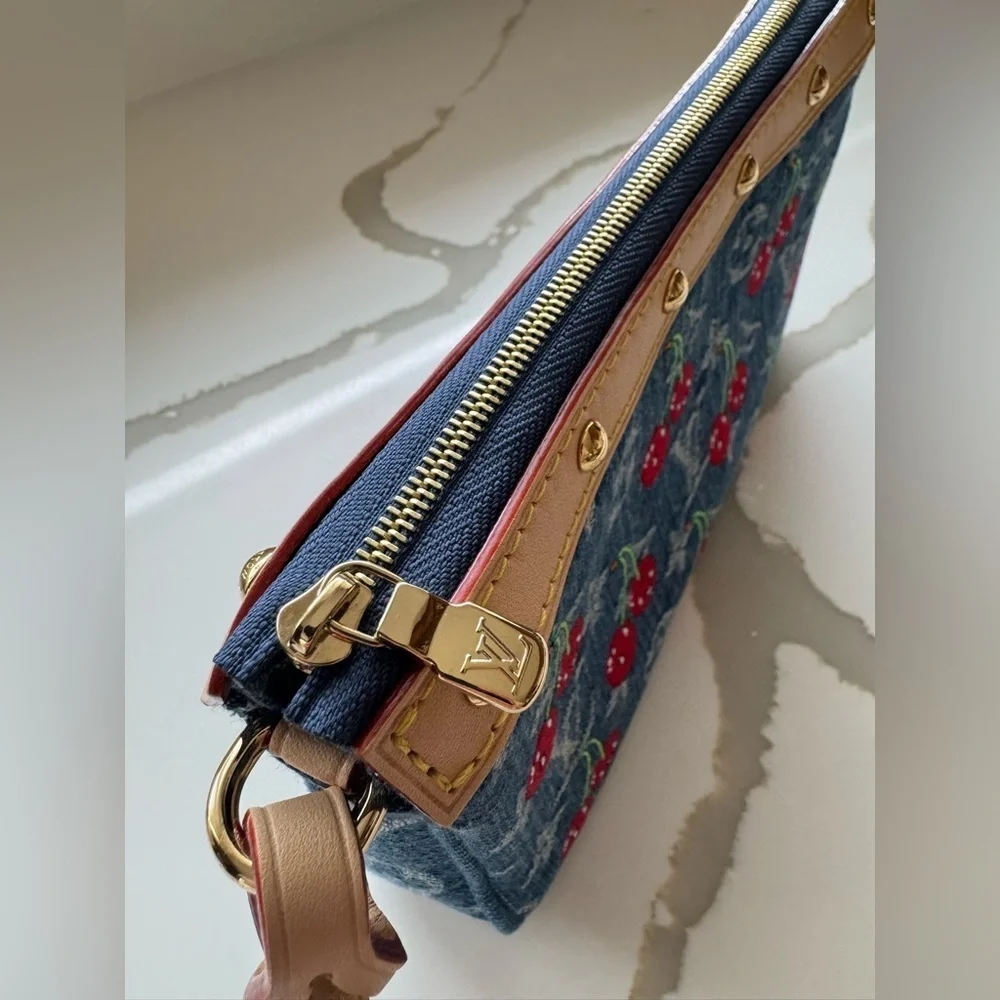 LV x TM Pochette Accessoires - Monogram cherry denim